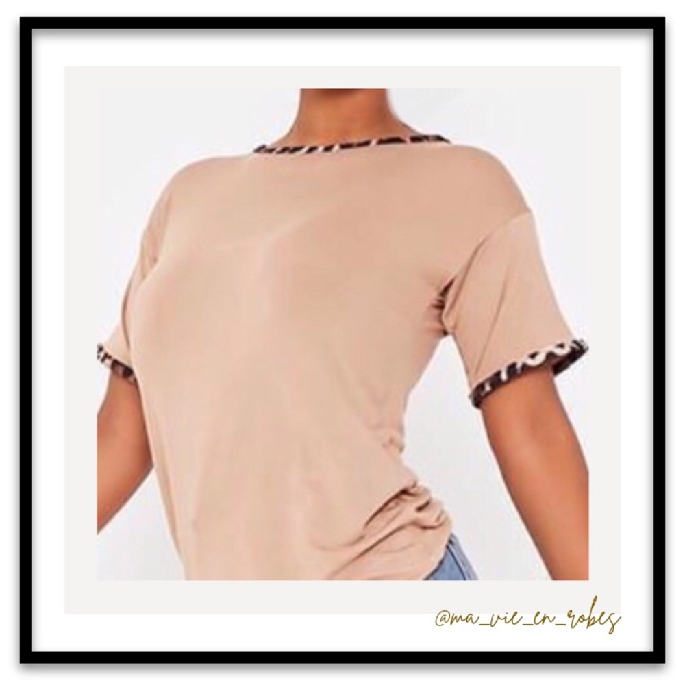 Fun Camel-Colored Leopard-Print Tee 🐪 🐆